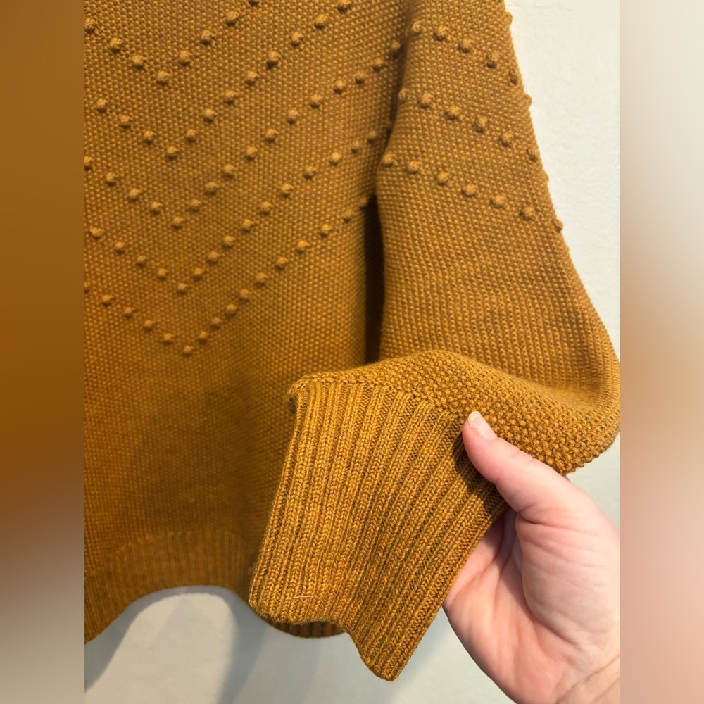 Deep Mustard Yellow Wool Sweater, Comfy Cozy Indie Boho, Woman’s size L - Picture 6 of 6